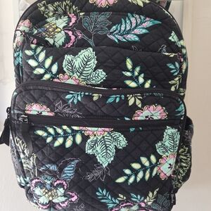 Vera Bradley Black Floral Quilted Backpack